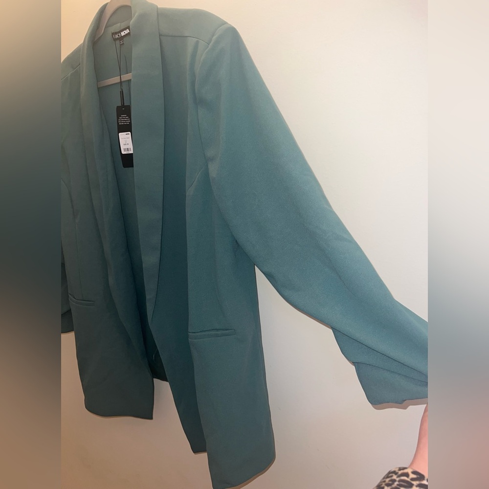 Fashion Nova The Celine Blazer Sage Green Open Front‎ Jacket – Size 2X NWT - Picture 6 of 9